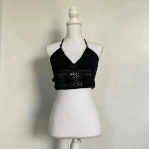 Black crochet halter top.